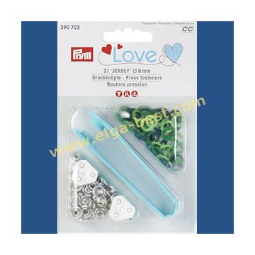 390703 Prym Love drukknopen jersey MS 8mm 5x21 groen