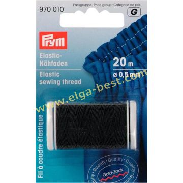 970010 Elastisch naaigaren 0,5mm 20m 5x zwart