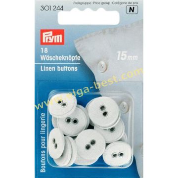 301244 Linnen knopen 15mm 5x18 wit