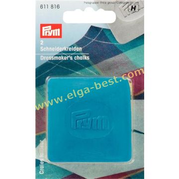 611816 Kleermakerskrijt plaatjes 5x2 geel blauw